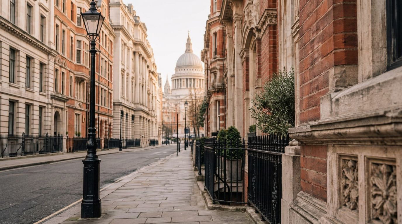 A chartered surveyor inspecting a red-brick facade